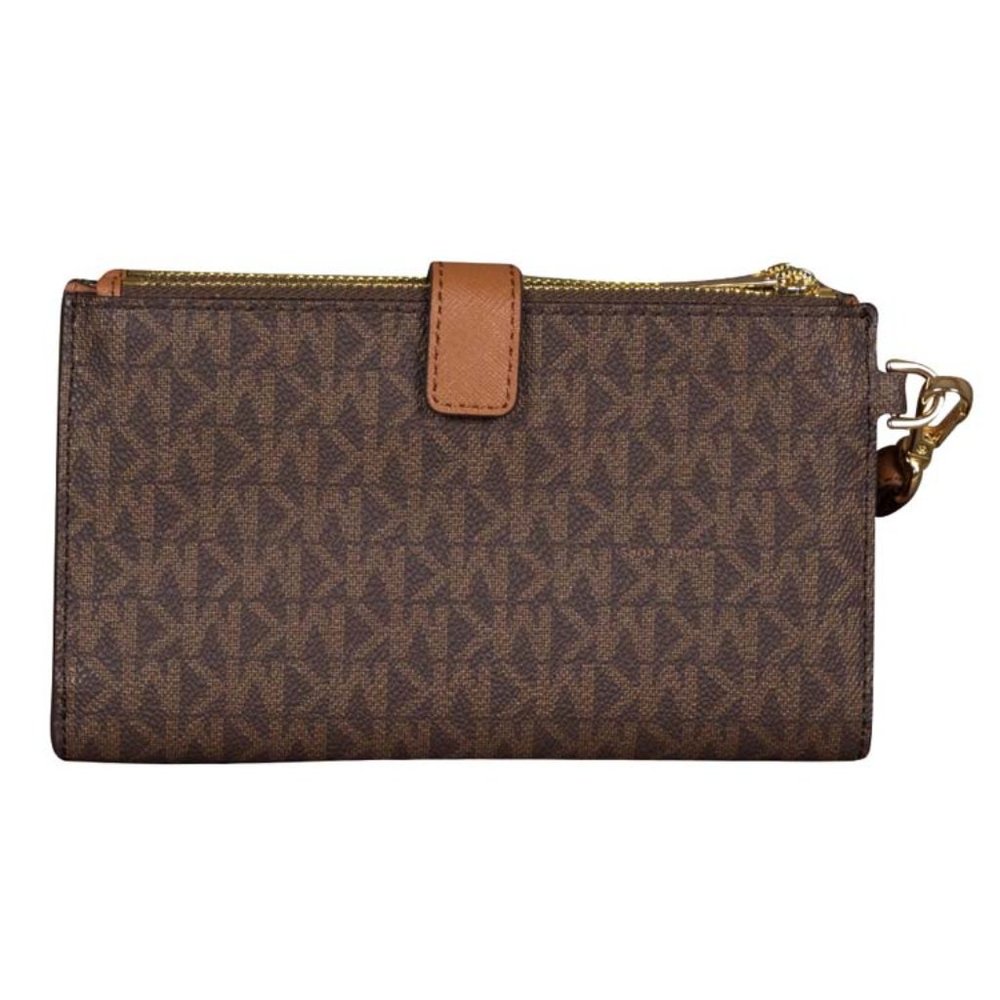 Michael Kors Large Jet Set Travel Double Zip Wristlet in Brown - Picture 2 of 3